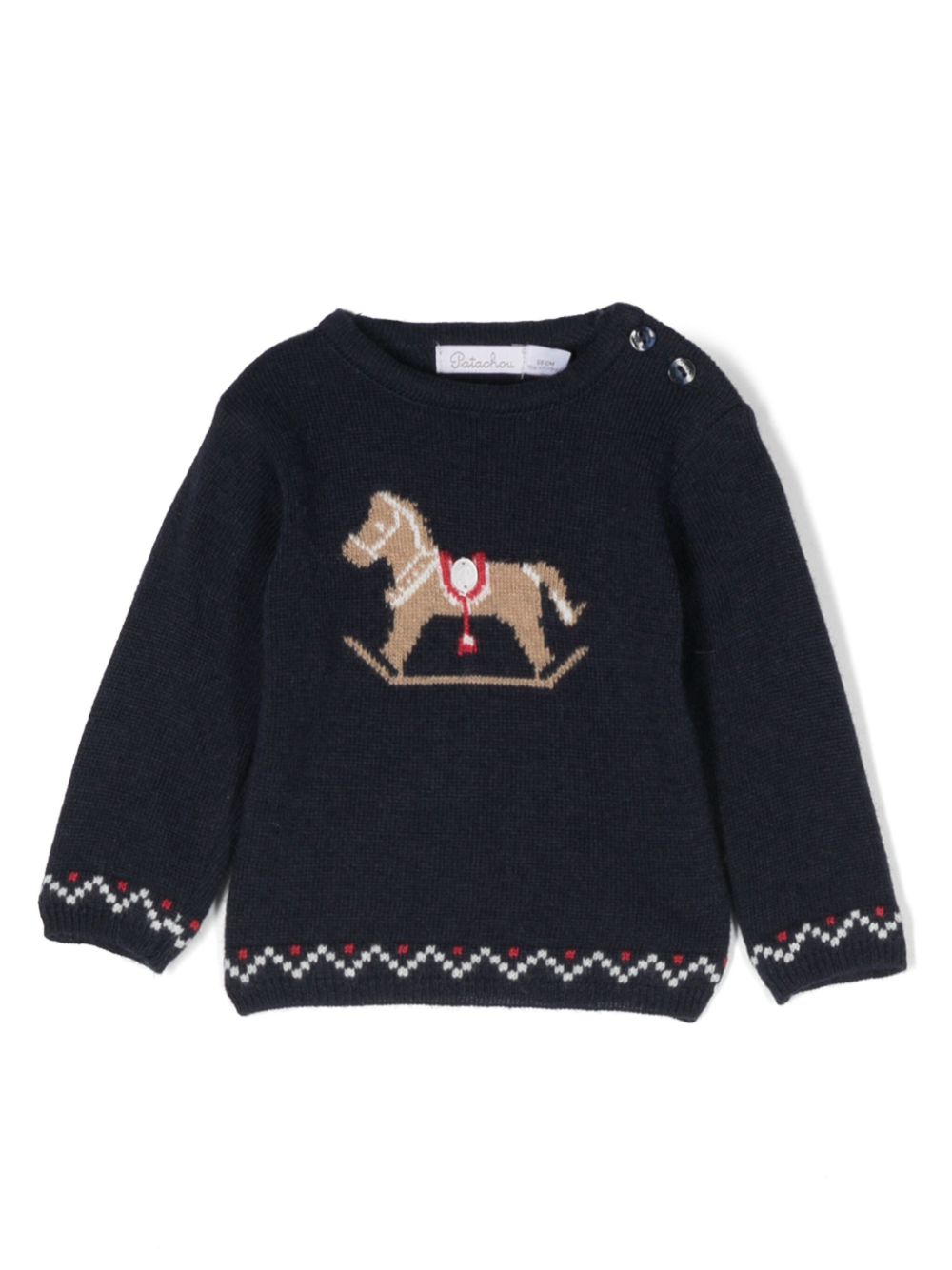Horse-motif intarsia-knit jumper - Blue