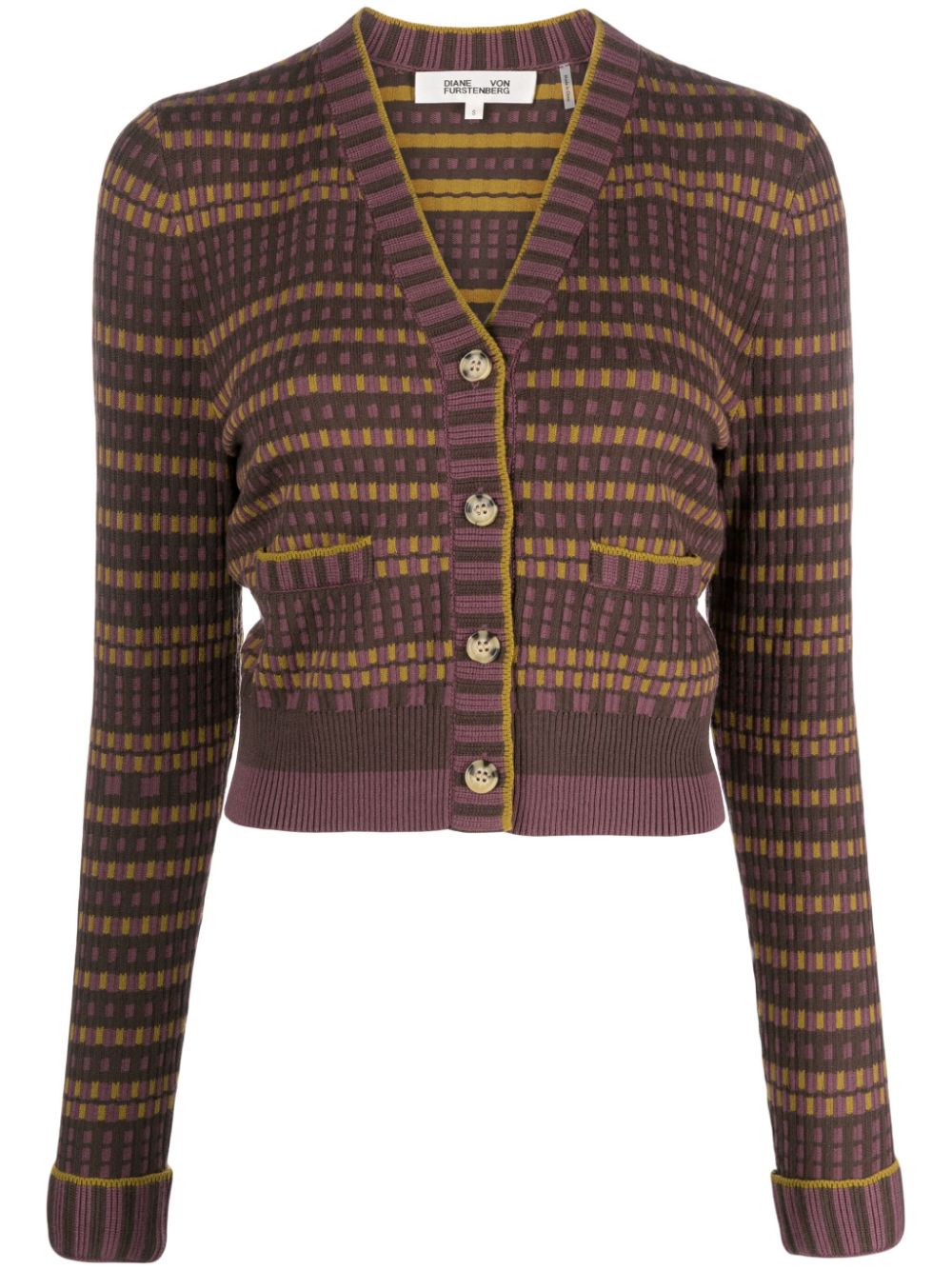 Gilda patterned-jacquard cardigan - Purple