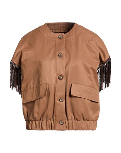 Woman Vest Camel Size M Cotton, Polyester, Polyamide