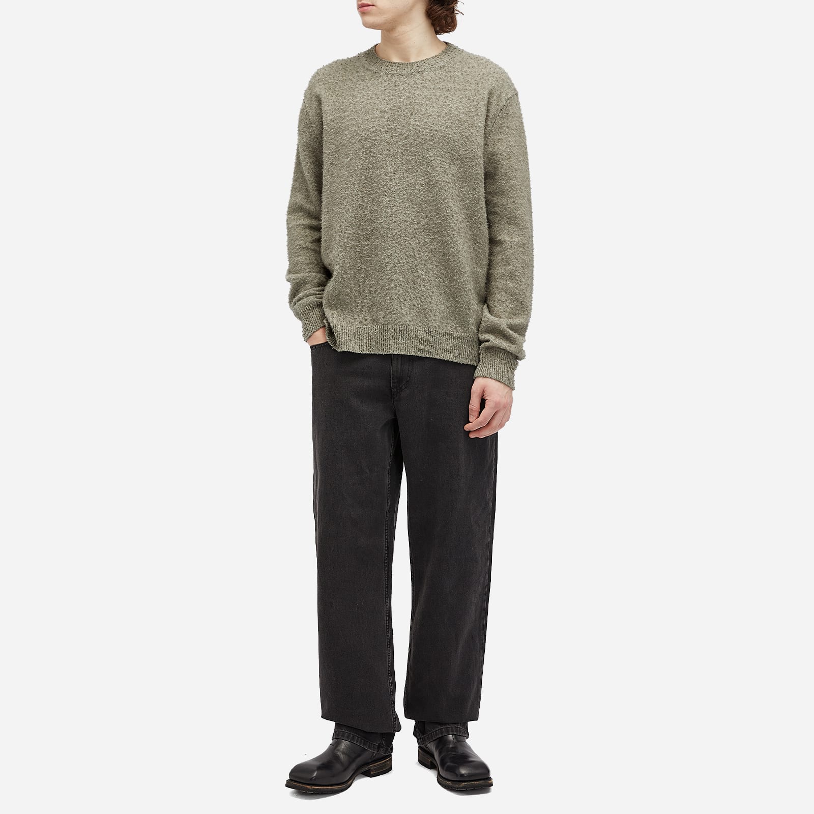 Men's Wool Cotton Crewneck Knit in Sage Green