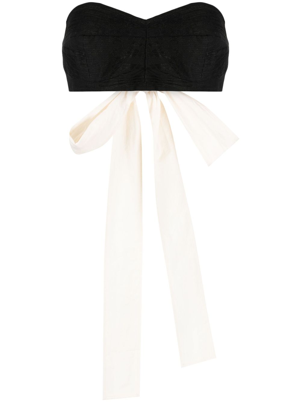Bow-fastening cropped top - Black