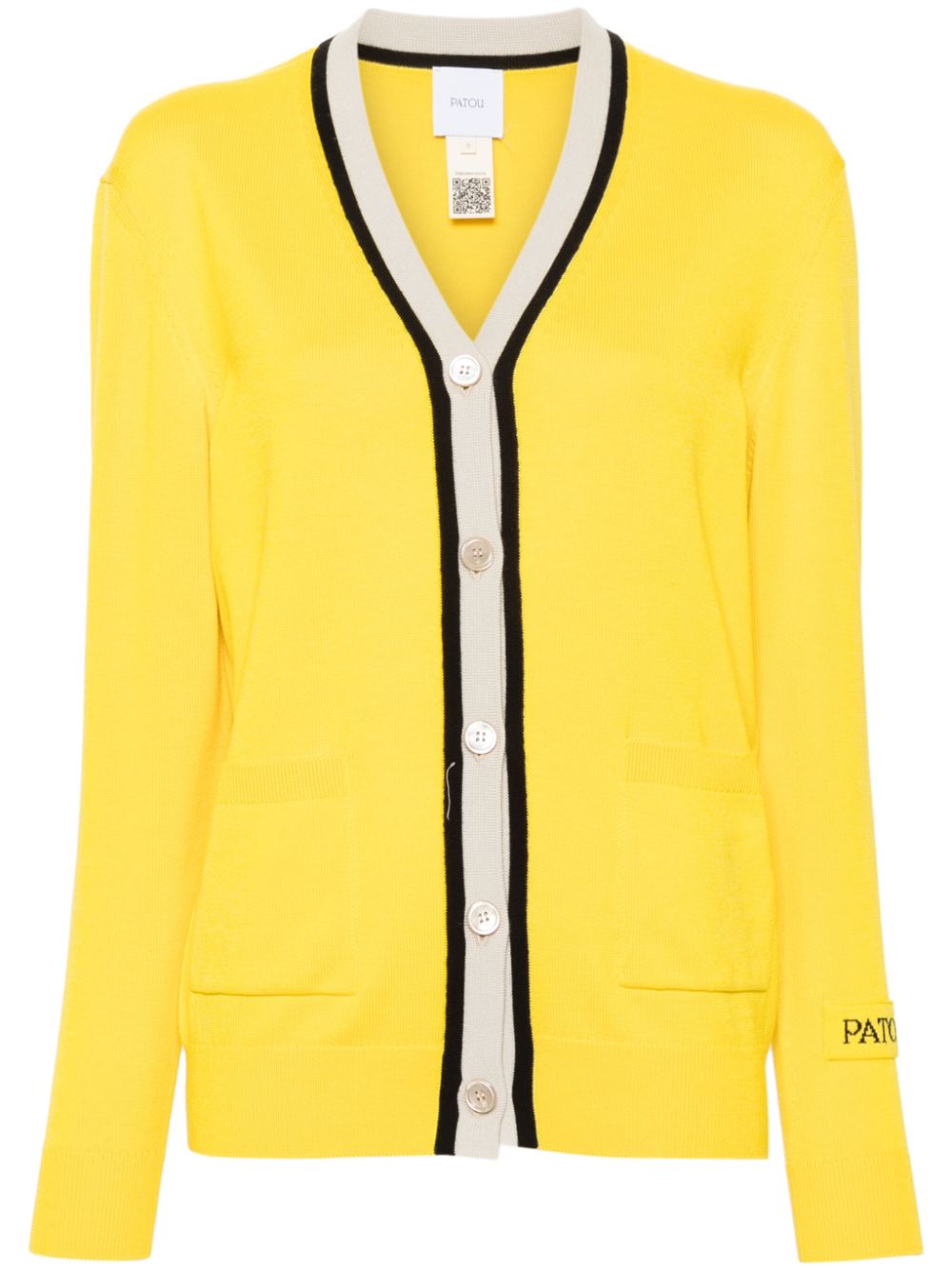 Intarsia-knit logo cardigan - Yellow