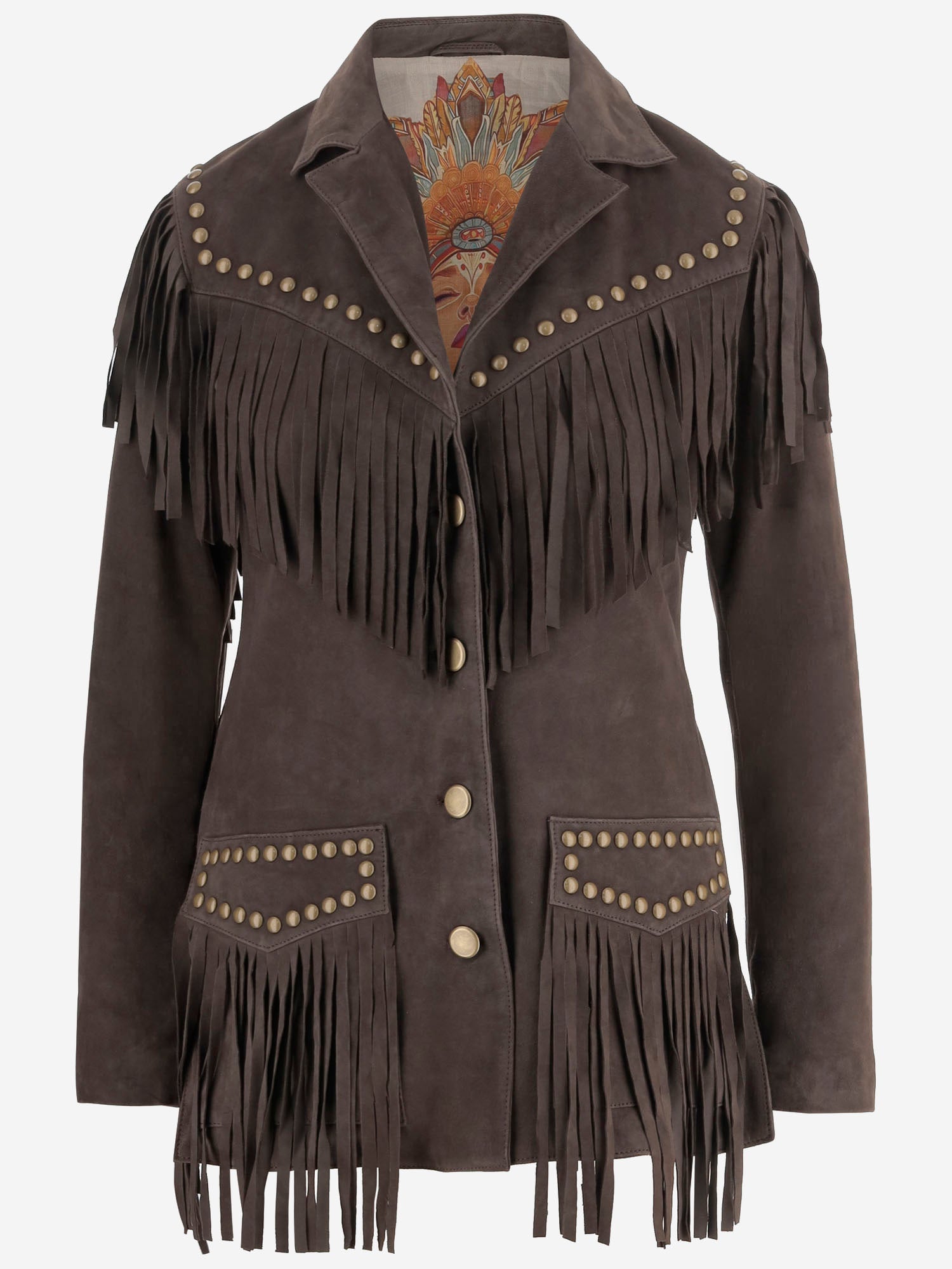 Suede Fringed Jacket — Brown