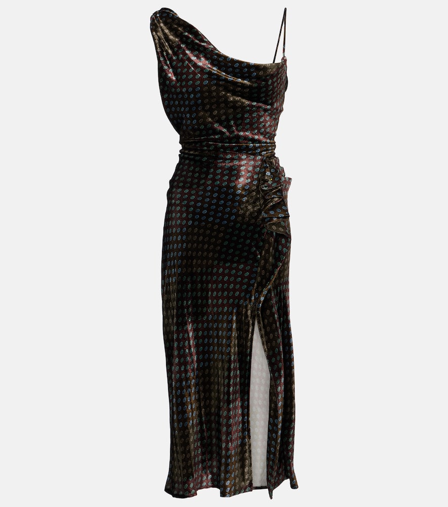 Asymmetric printed gown