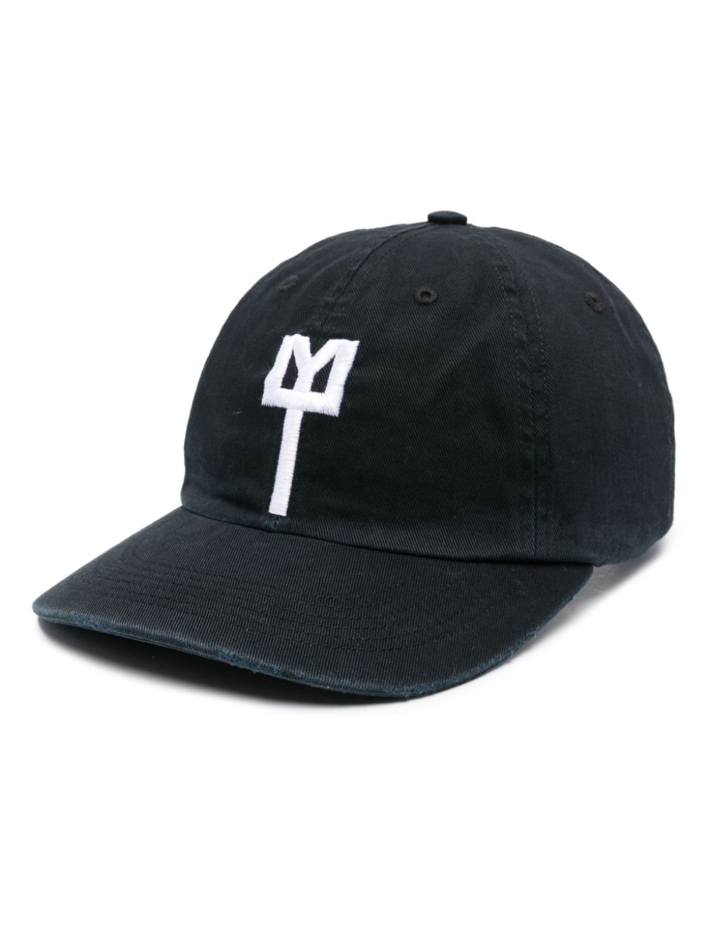 Logo-embroidered canvas cap - Black