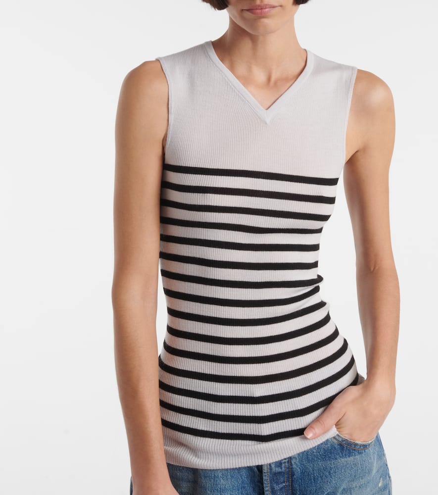 Khaite Renato striped wool-blend top