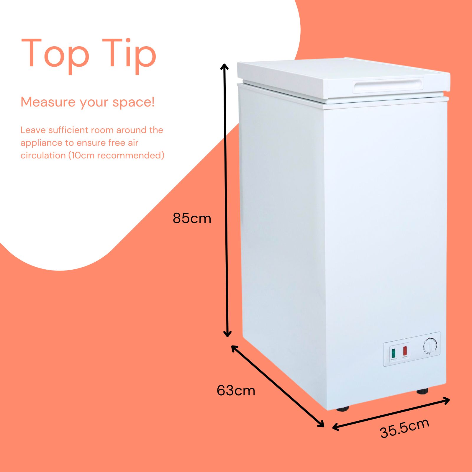 Sia Freestanding Slimline Compact Chest Freezer, White - Chf60W/e
