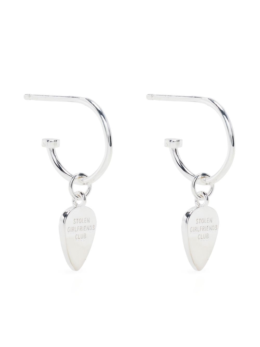 Guitar pic-charm earrings - Silver