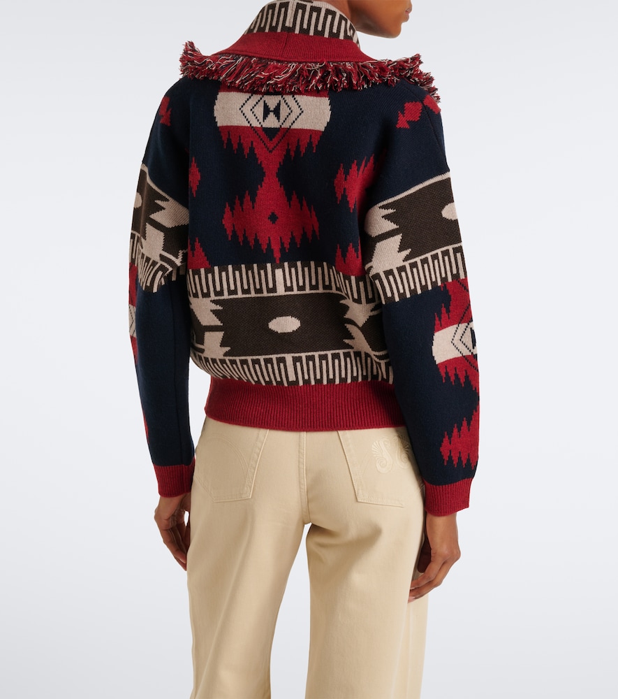 Icon Jacquard wool and cashmere cardigan