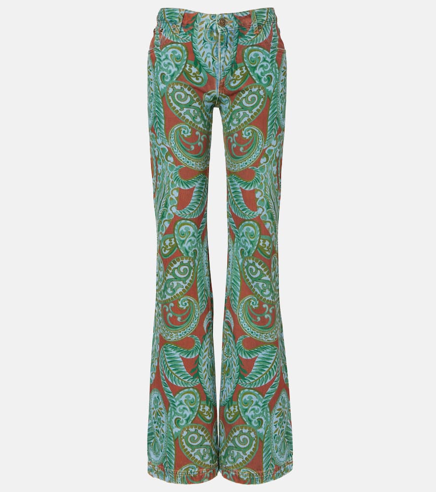 Paisley high-rise wide-leg jeans