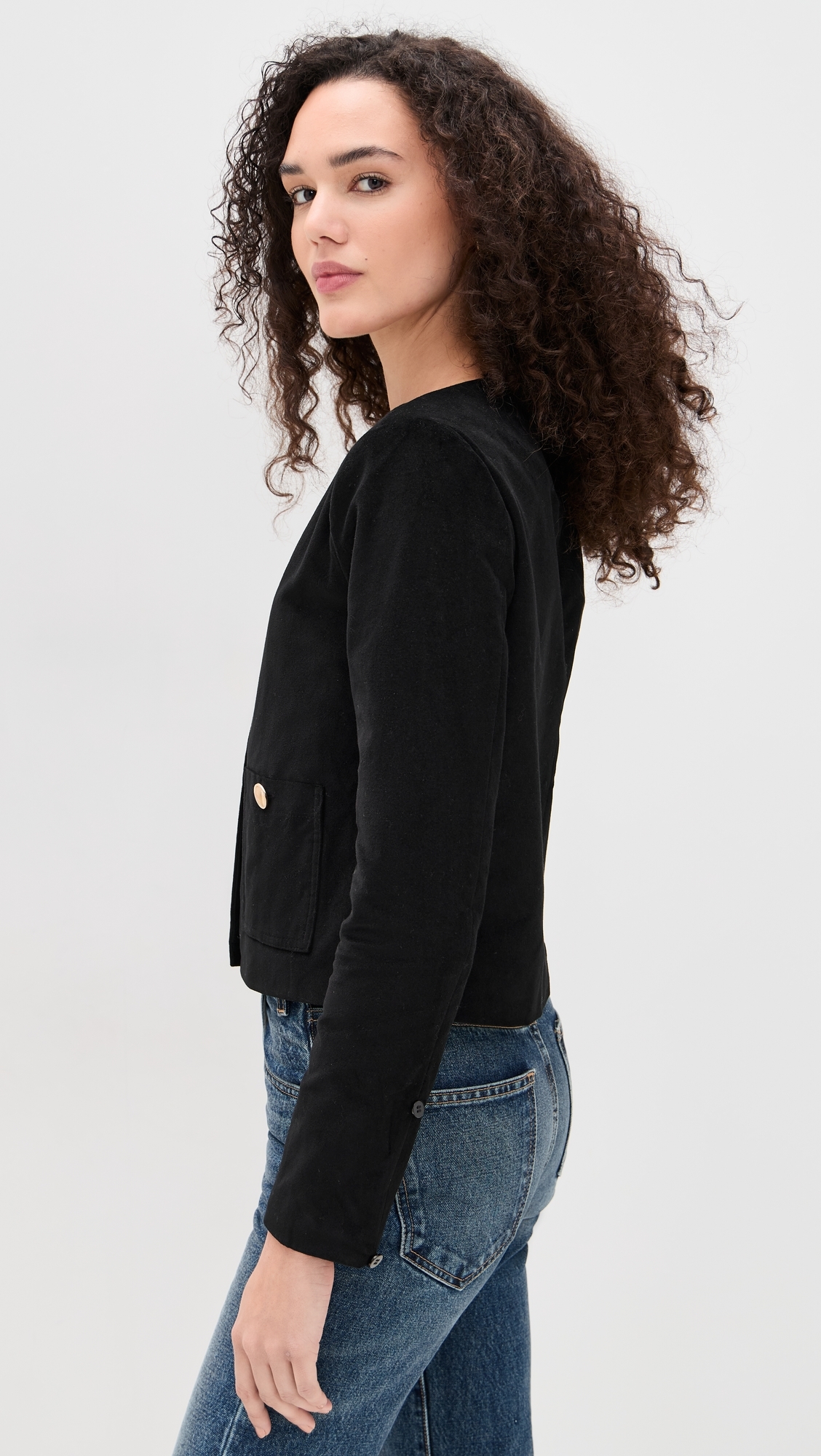 Fur Trim Jacket Black