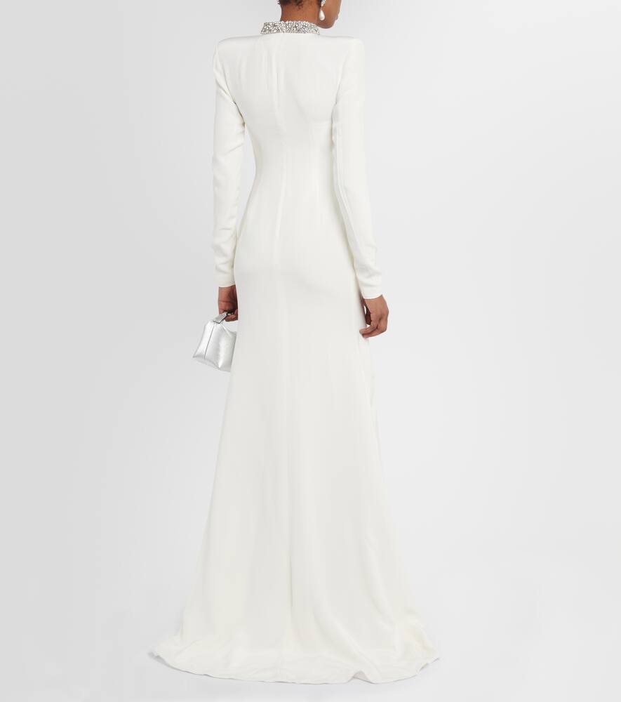 Crystal-embellished silk cutout gown