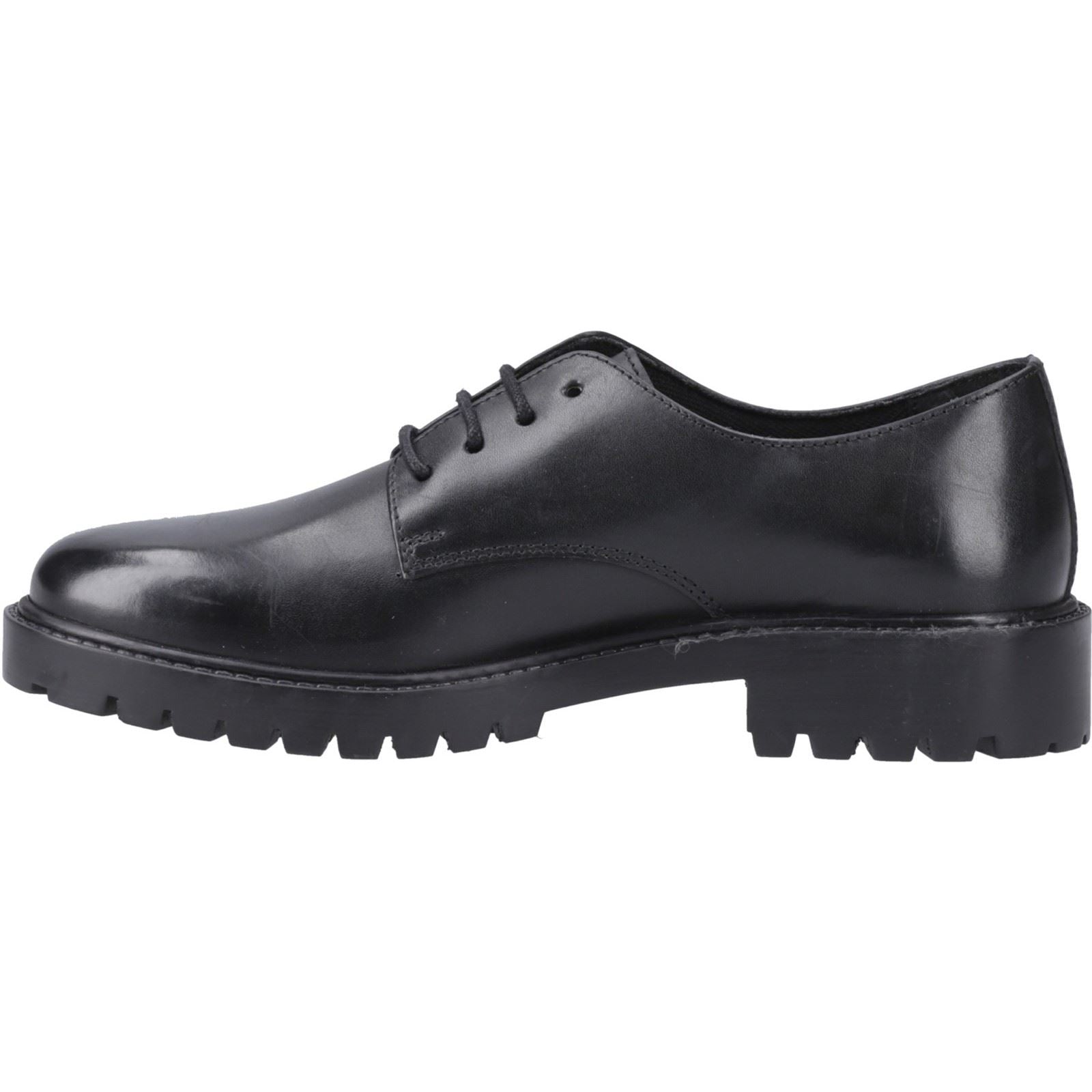 Hush Puppies Aubrey Lace Up Leather Youth Girl's Black Derby Shoe