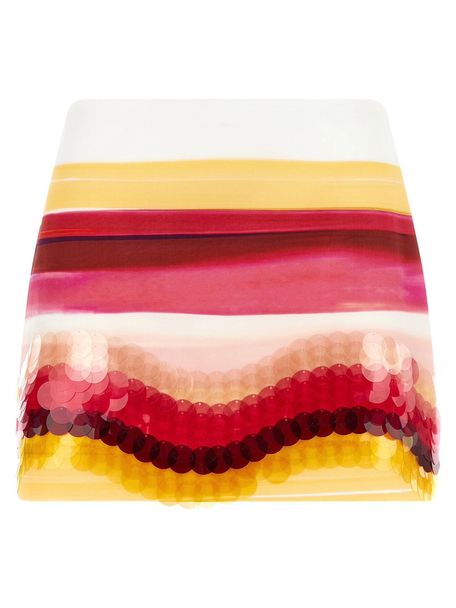Sequin-Embellished Striped Shorts — White
