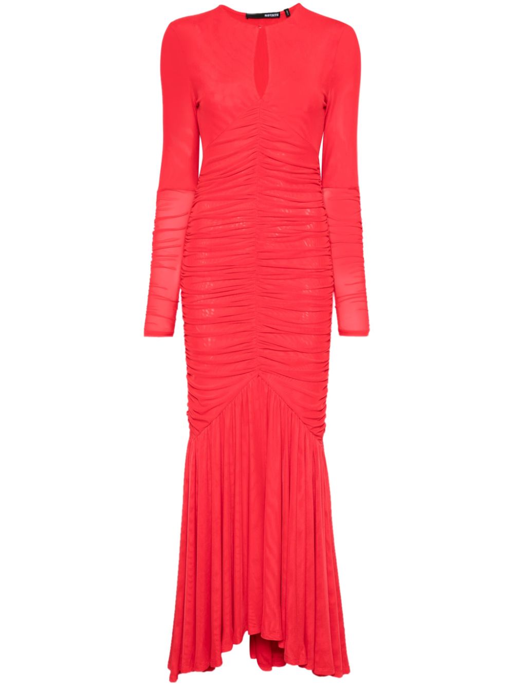 Mesh longsleeve maxi dress - Red