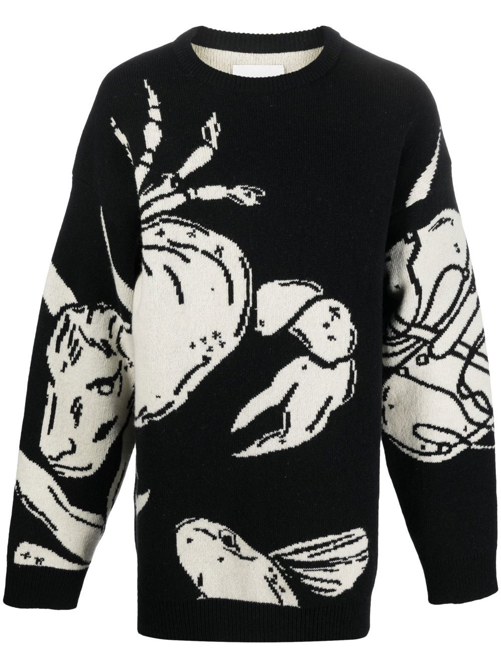 Intarsia-knit jumper - Black