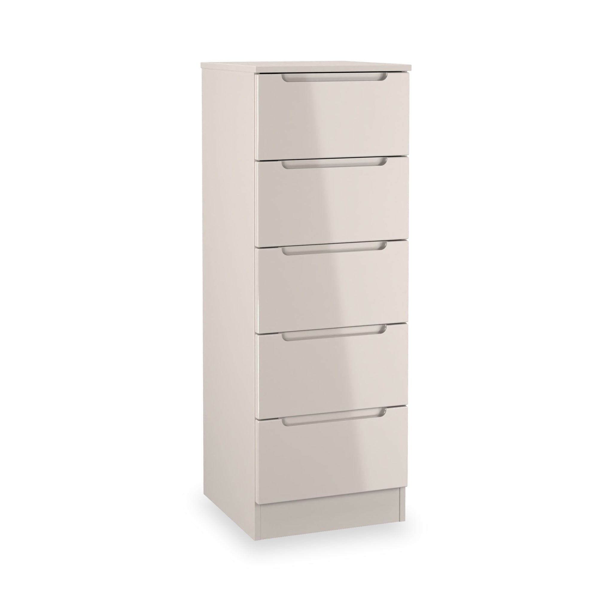Henshaw 5 Drawer Tallboy Chest | 5 Colours w/ Glossy Fronts | Roseland / Cashmere