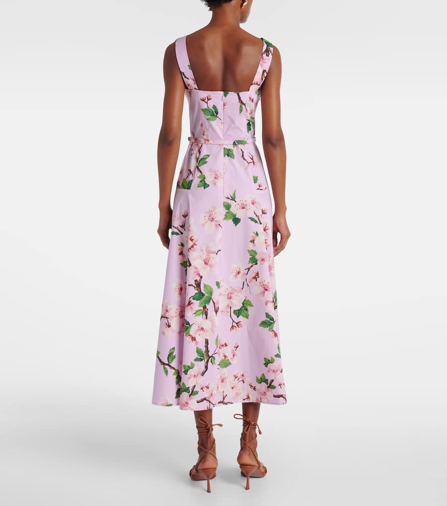 Floral cotton-blend midi dress