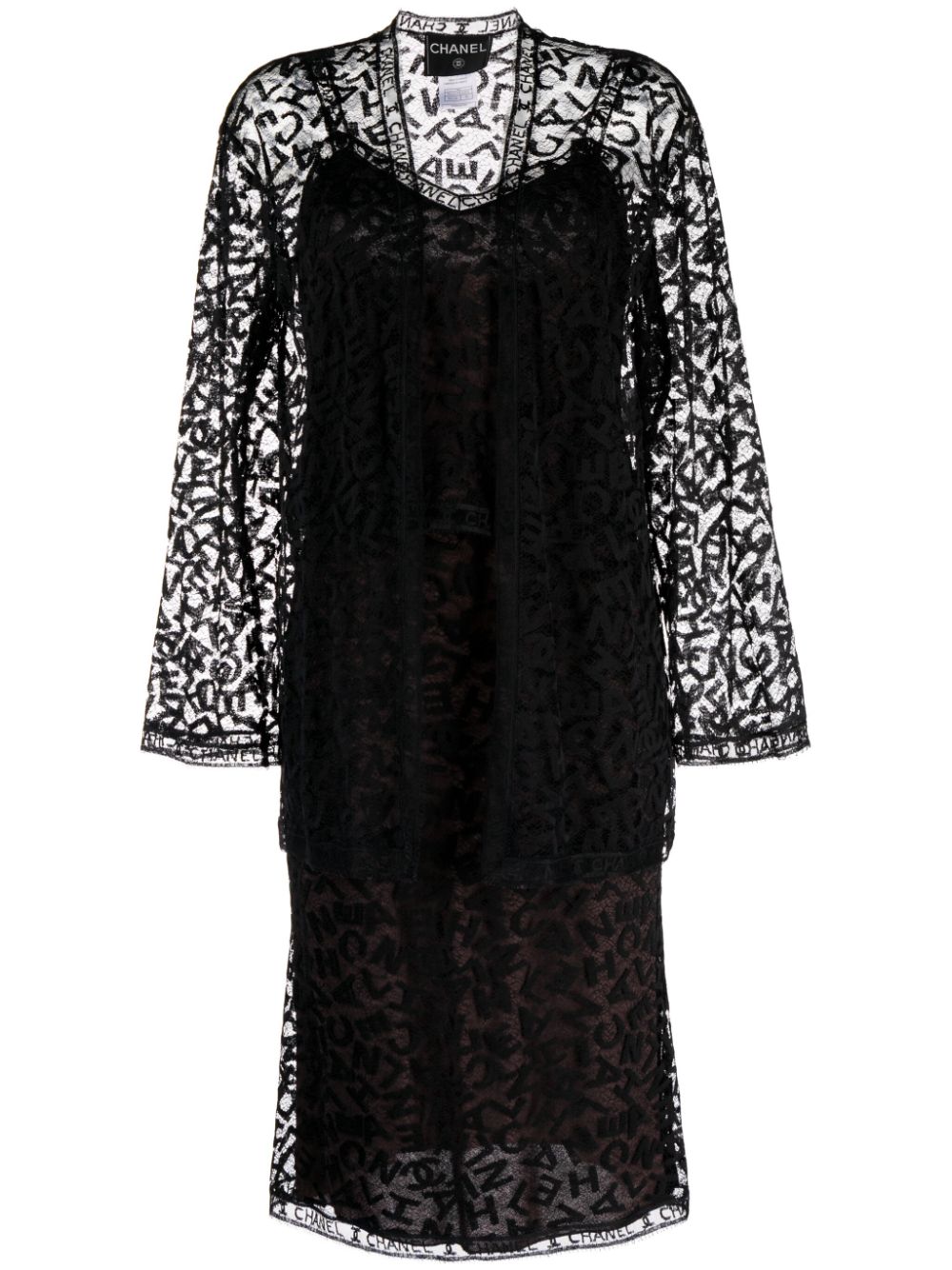1998 logo-lace dress and jacket set - Black
