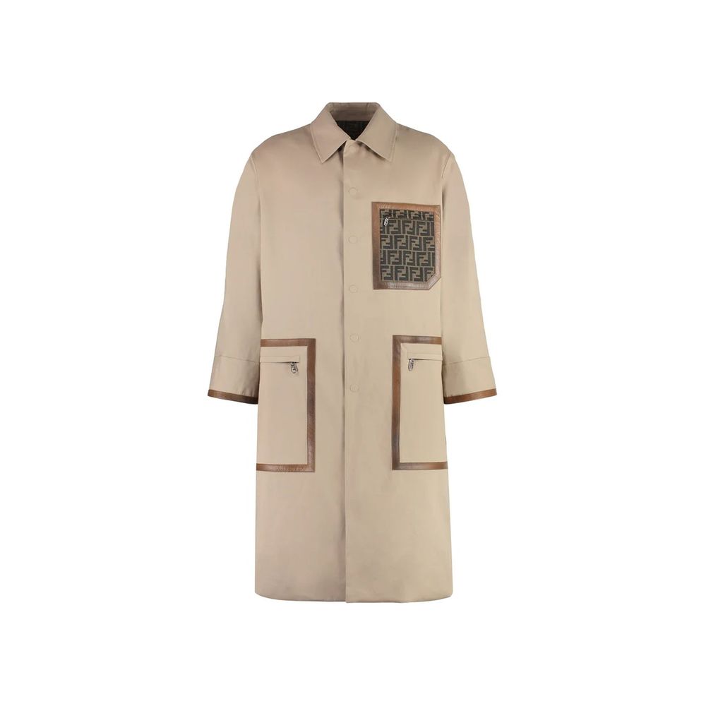 FF Logo Pocket Detail Coat — Beige