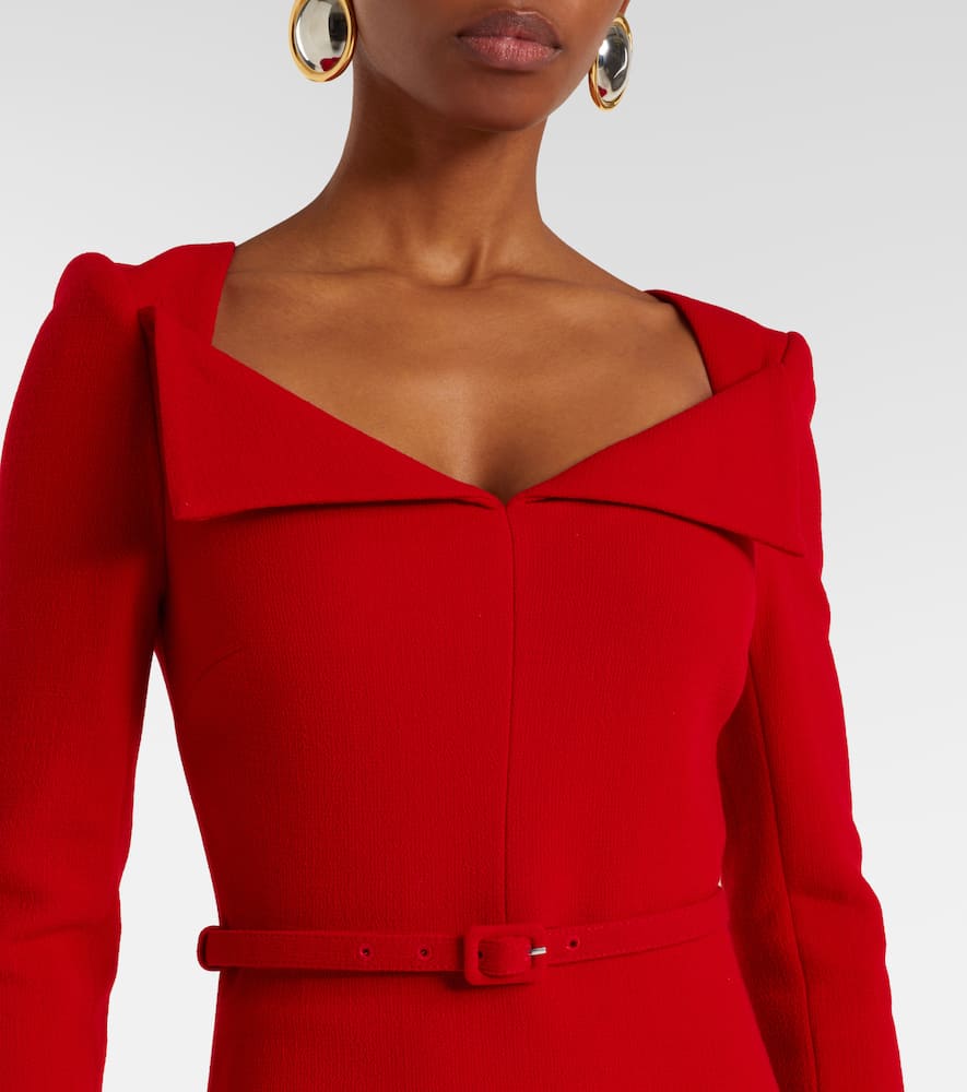 Belted wool midi dress