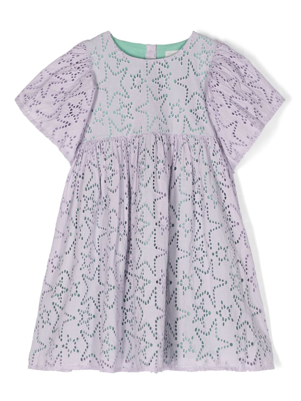 Star-embroidery cotton dress - Purple