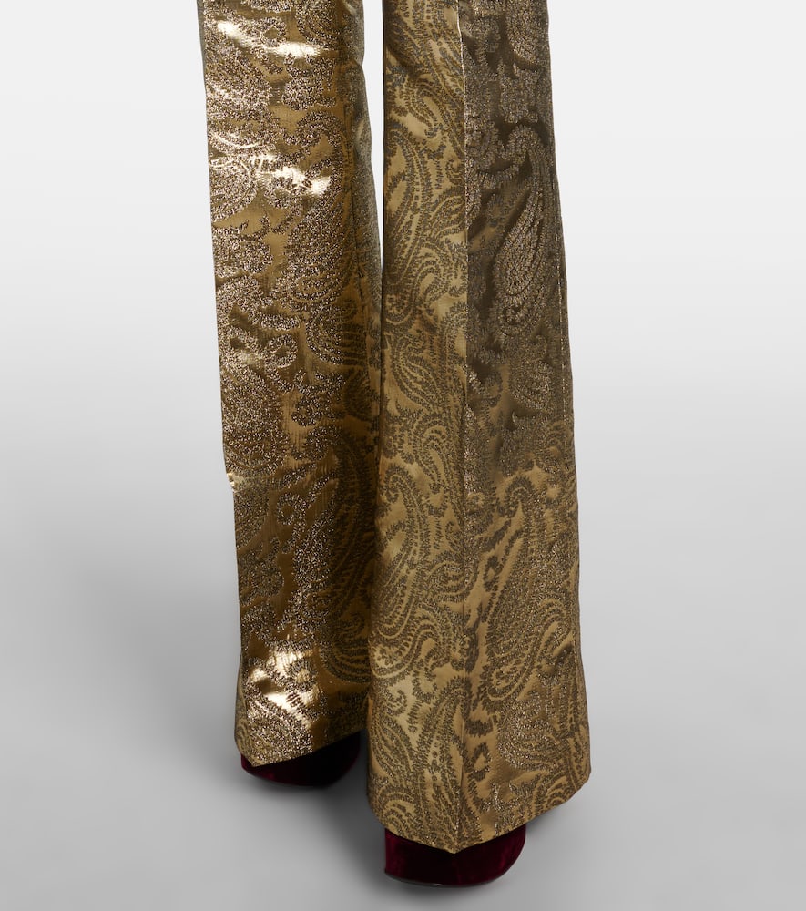 Paisley brocade flared pants
