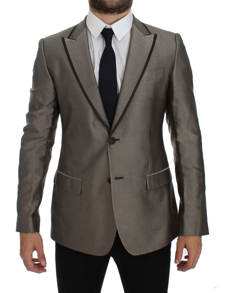 Silk Slim-Fit Blazer — Brown