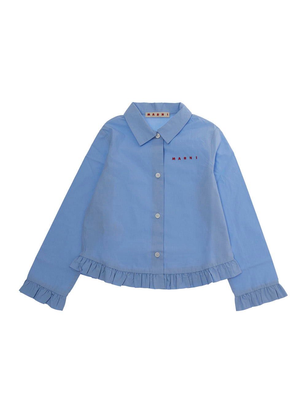 Mini Girls' Cotton Button-Front Collared Long-Sleeve Shirt