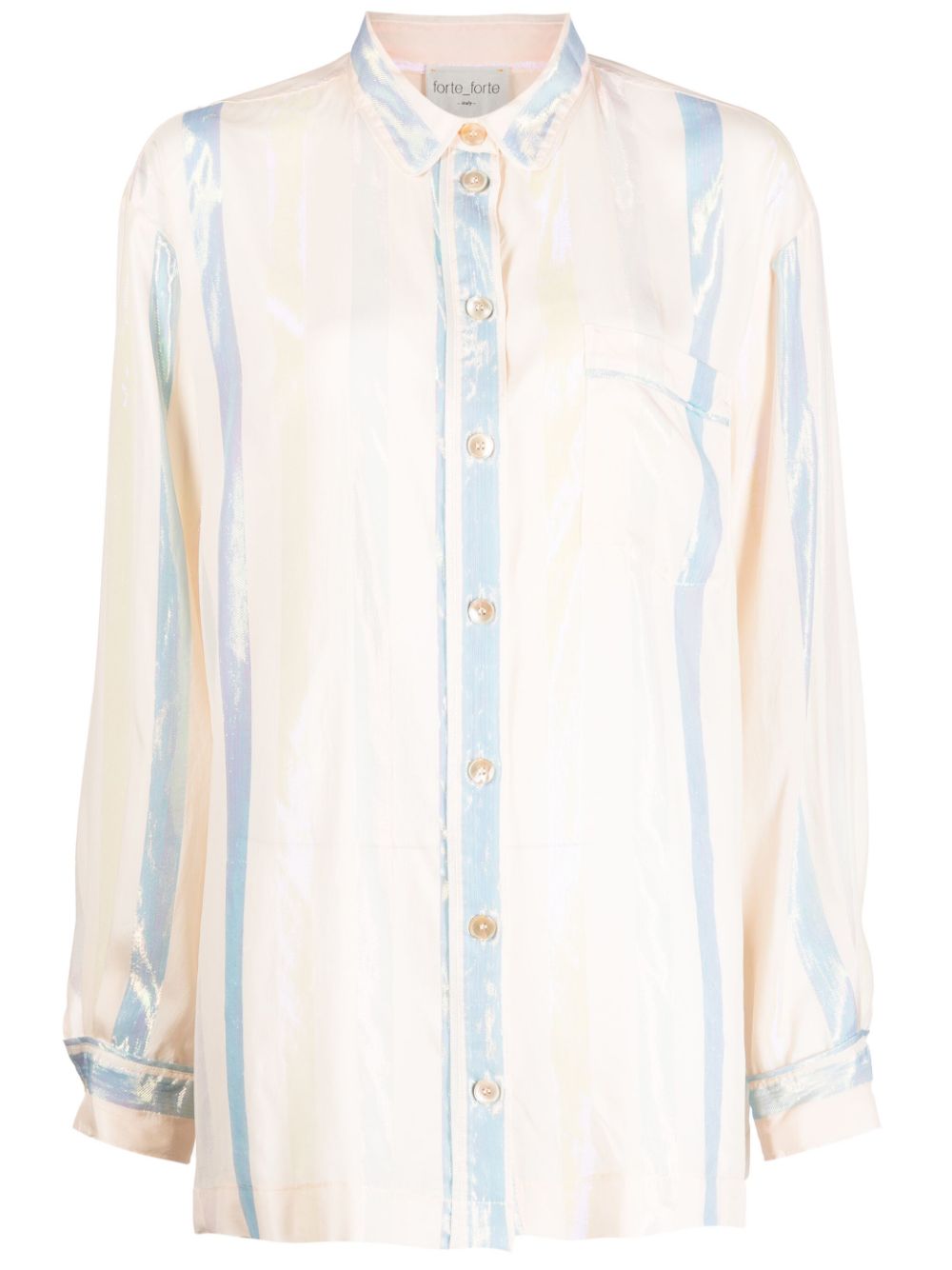 Satin-finish striped shirt - Neutrals