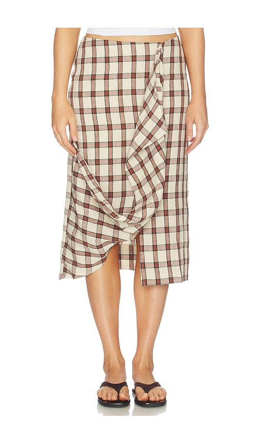 Rohe Draped Check Skirt in Red,Beige. - 36 also