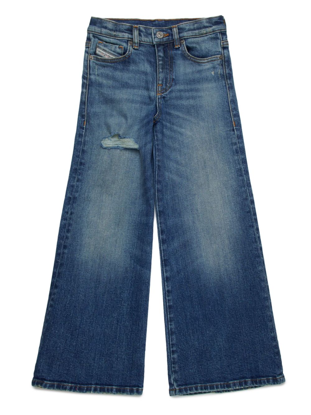 Mid blue flare jeans with distressing - 1978