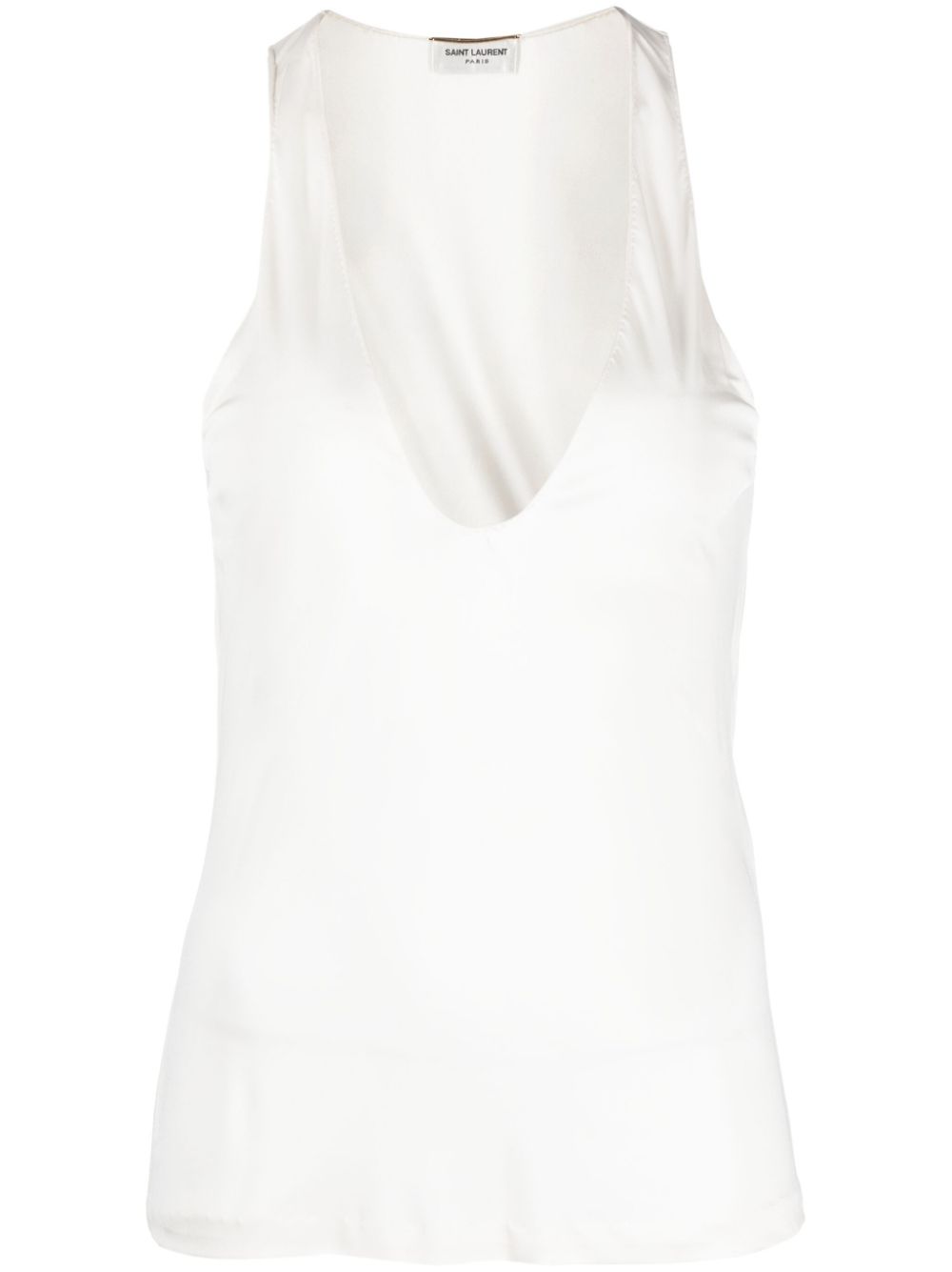 Plunging satin tank top - Neutrals