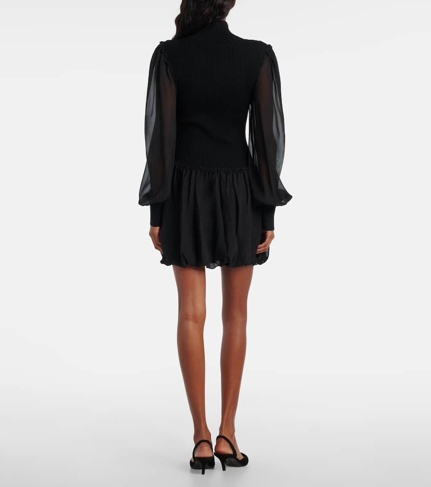Ribbed-knit wool and silk minidress