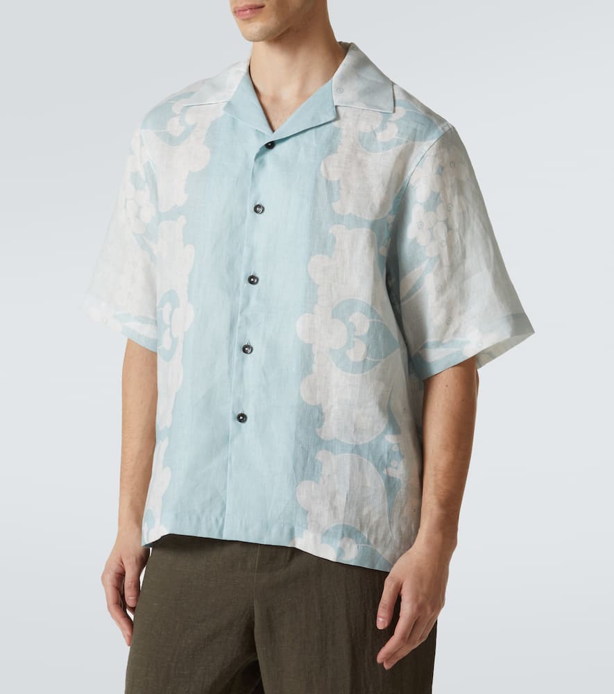 Paradise Floral linen bowling shirt