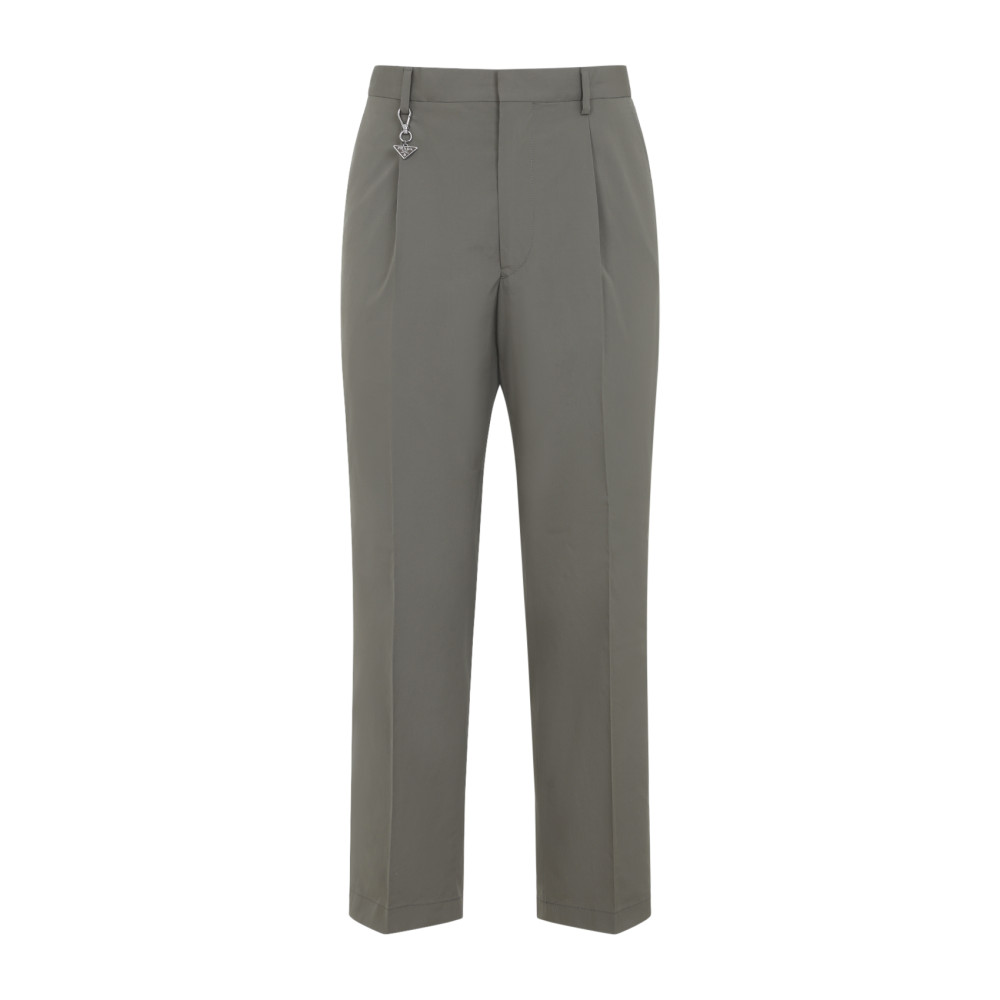 Prada - pleated cotton trousers charm detail belt