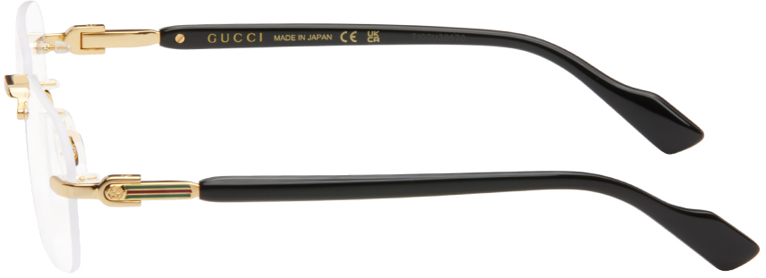 Gucci Gold & Black Rimless Glasses