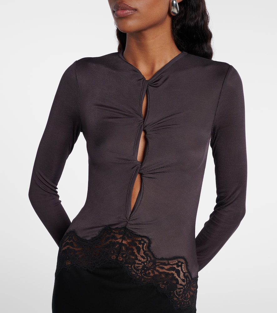 Cutout lace-trimmed maxi dress