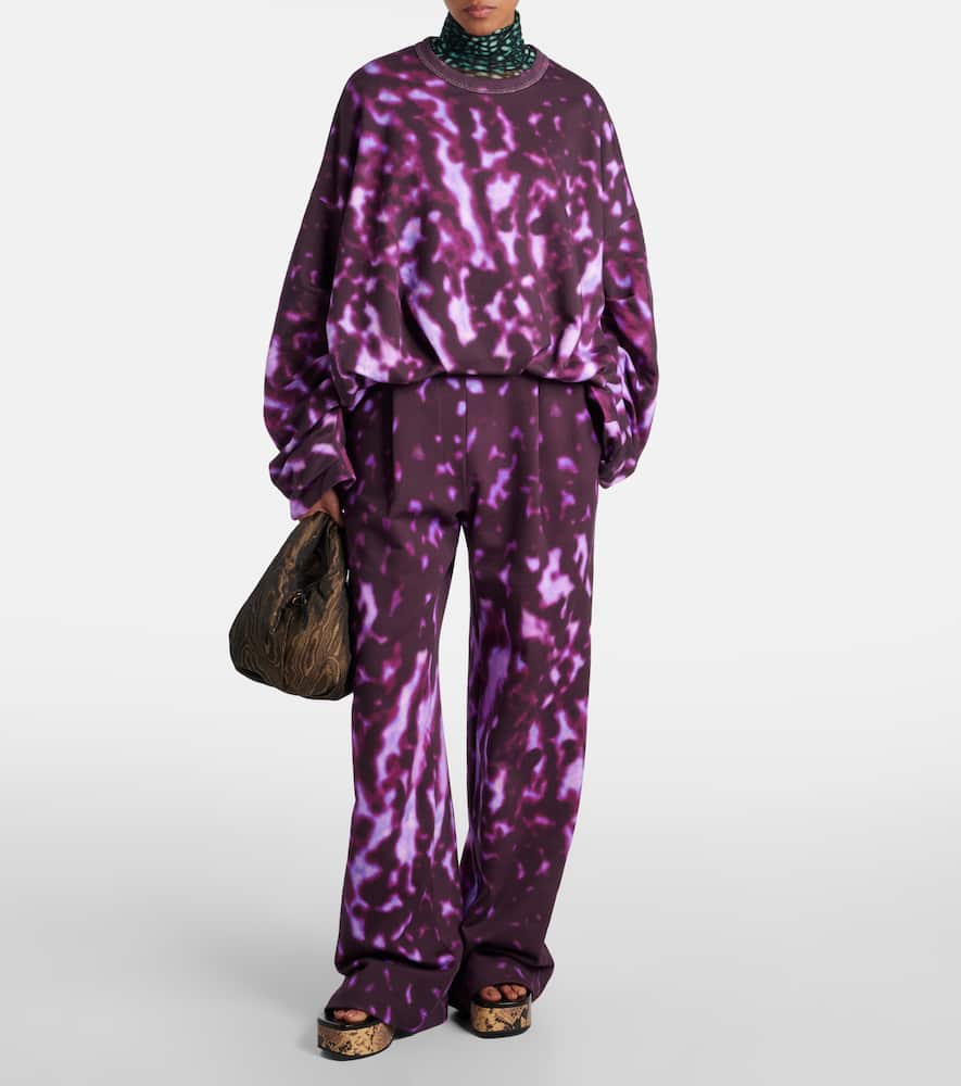 Printed draped cotton sweatshirt