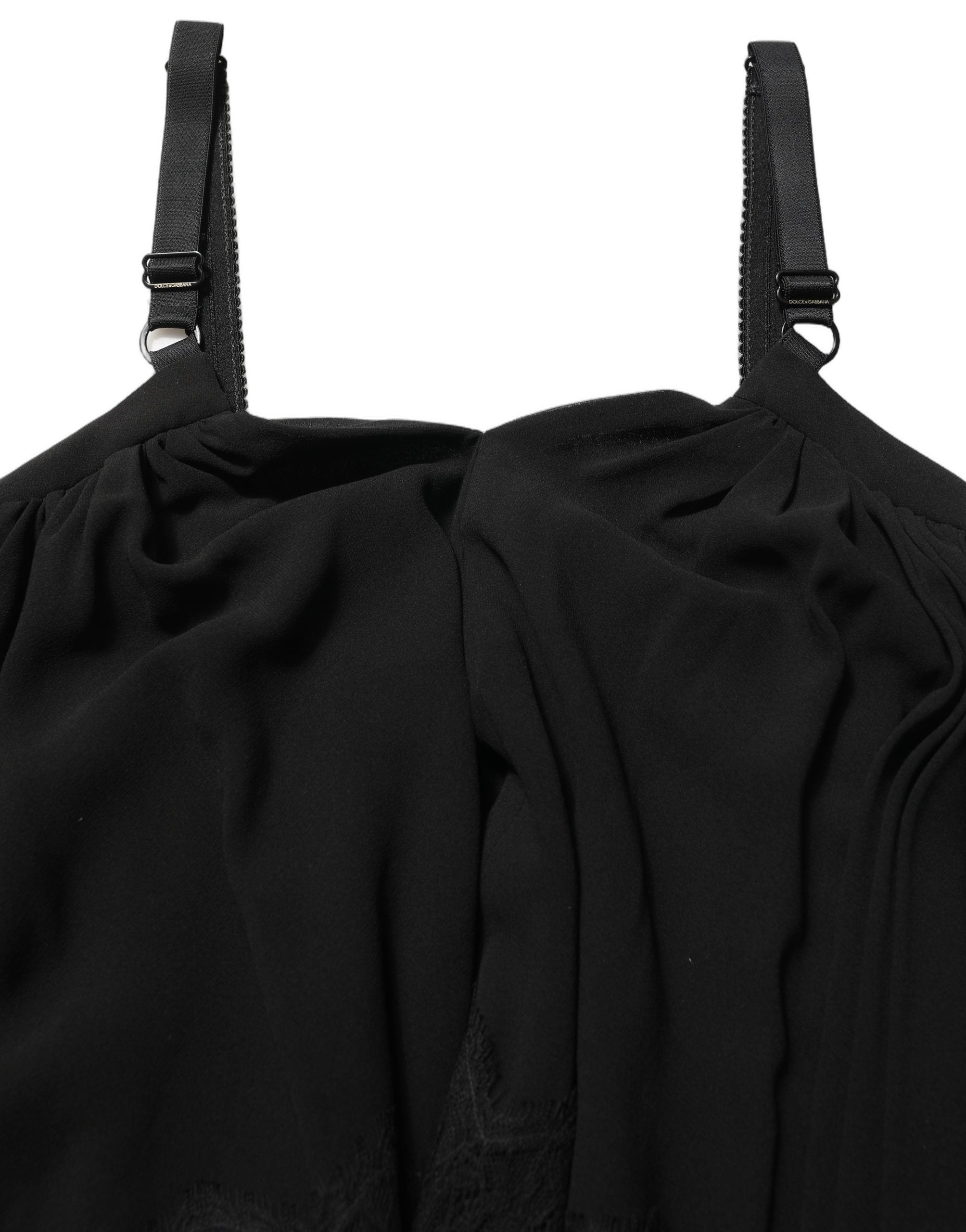 Silk Lace Tank Top — Black