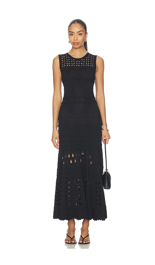 Ulla Johnson Lakshmi Eyelet Knit Dress in Black. - S also in XS, M