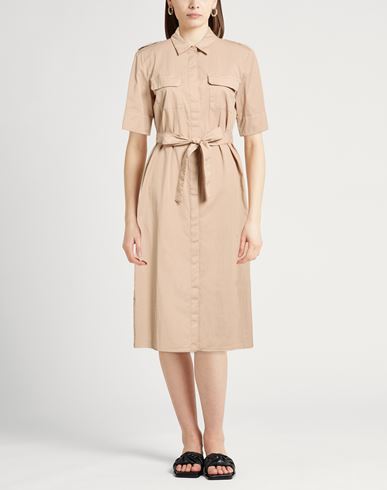 Easy Woman Midi dress Sand Size 6 Cotton, Polyamide, Elastane