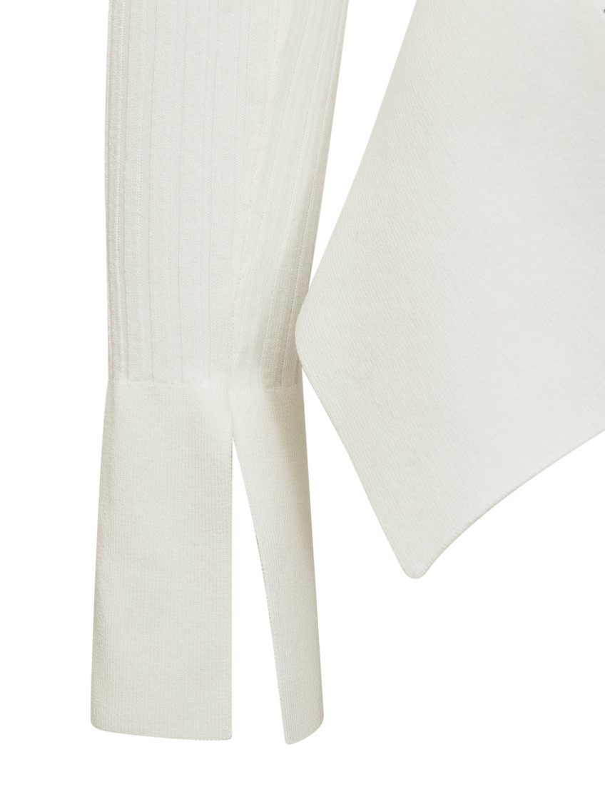 White Knitted Scoop Neck Top