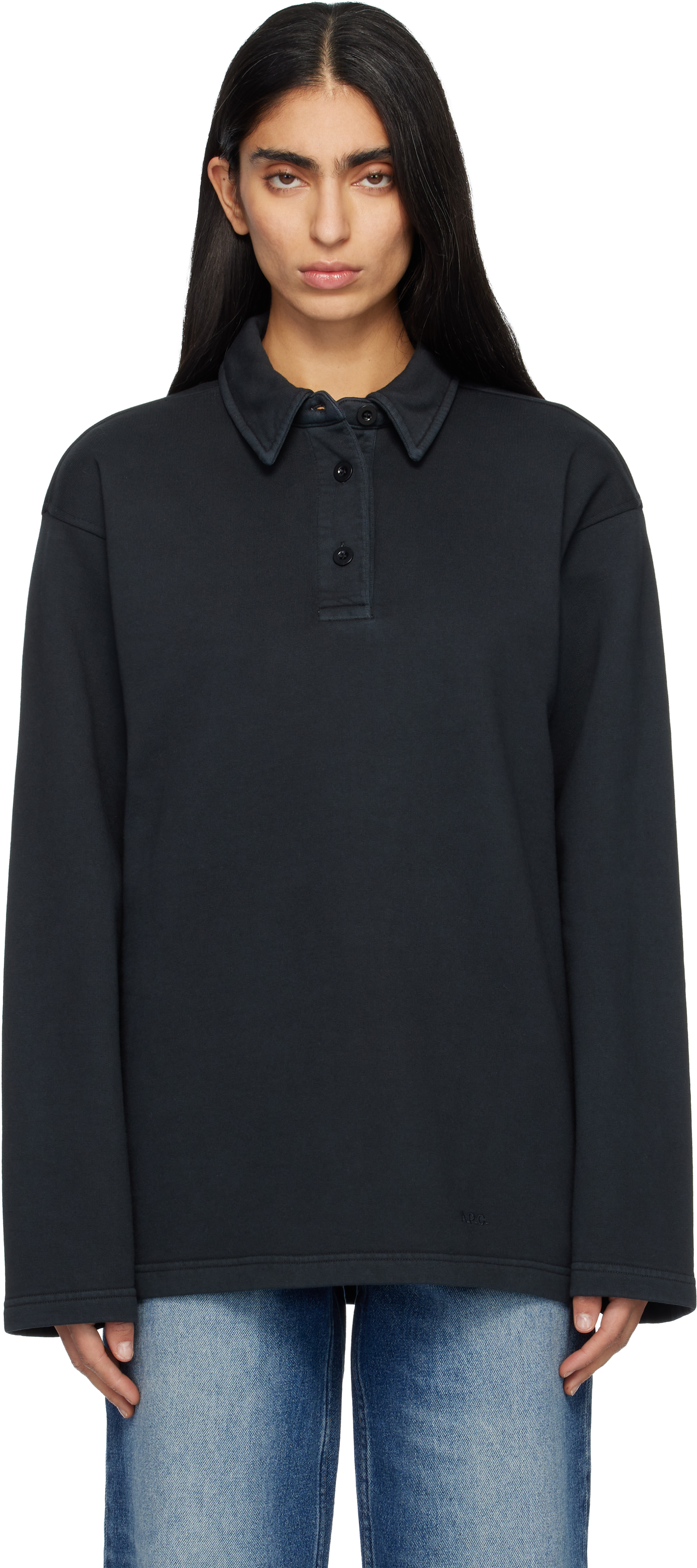 Black Long-Sleeve Polo