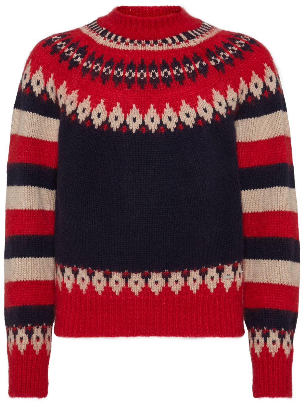 Intarsia-knit design jumper - Blue
