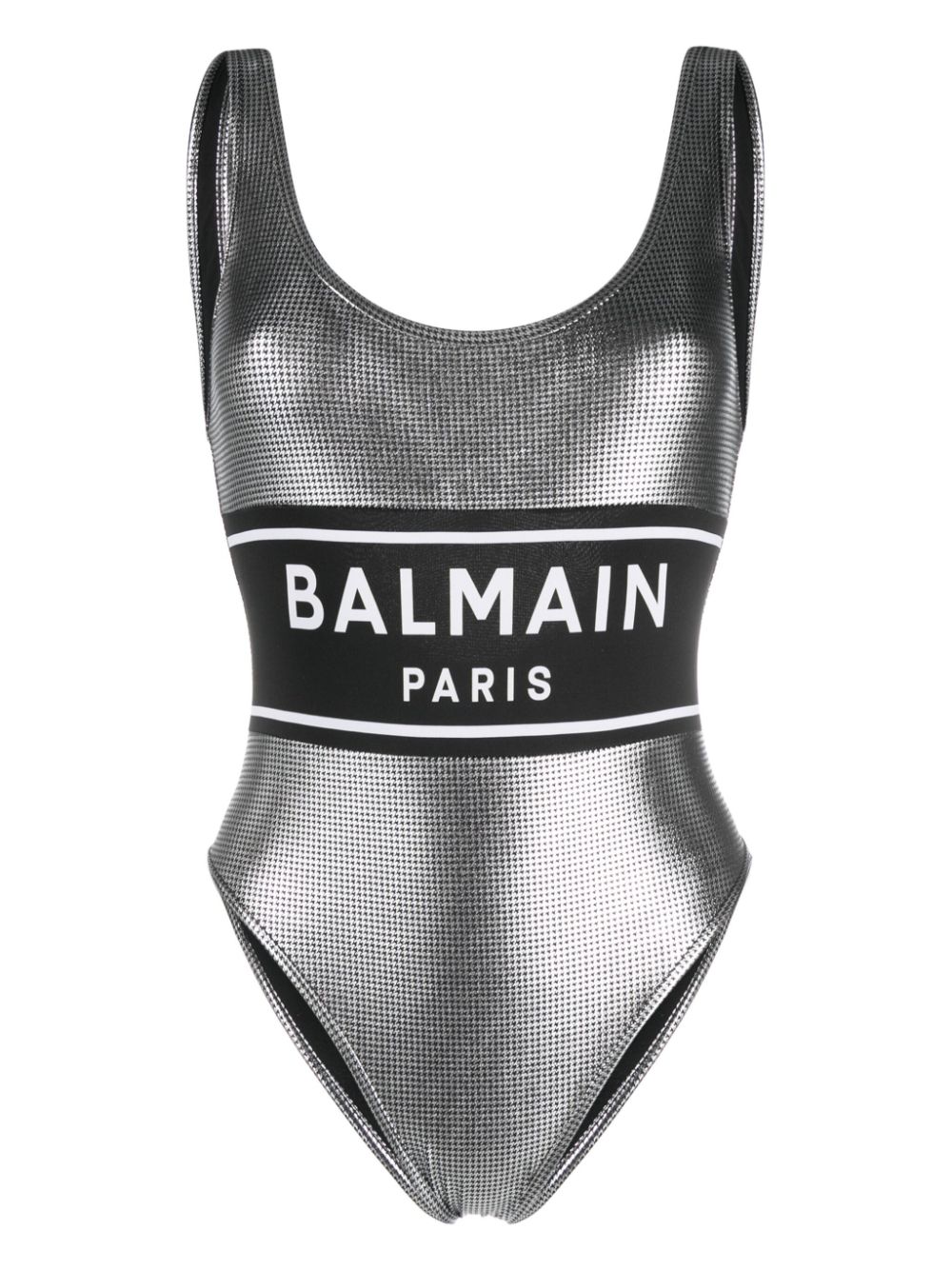 Logo-print puppytooth-pattern swimsuit - Black