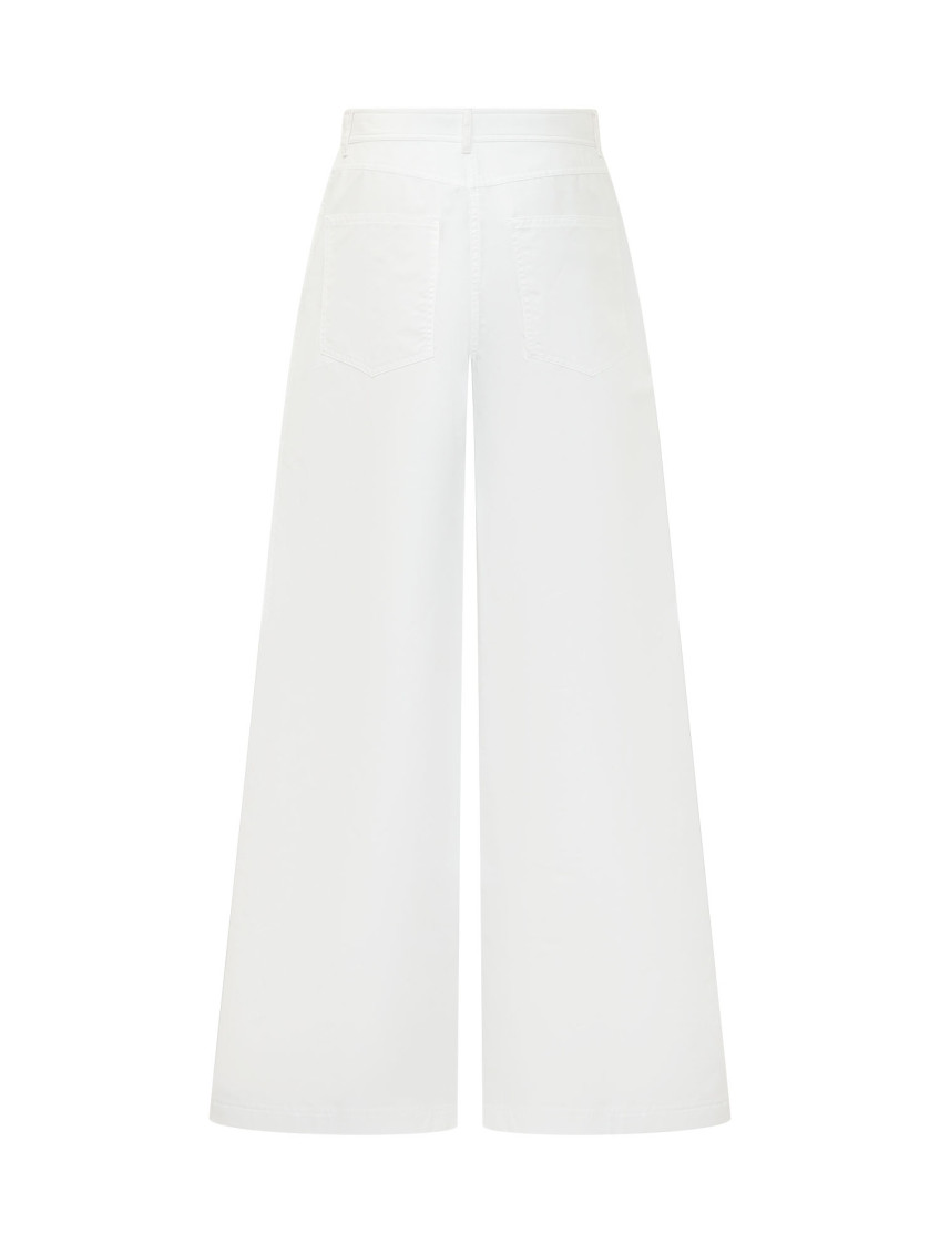 White Relaxed Flat Front Pants