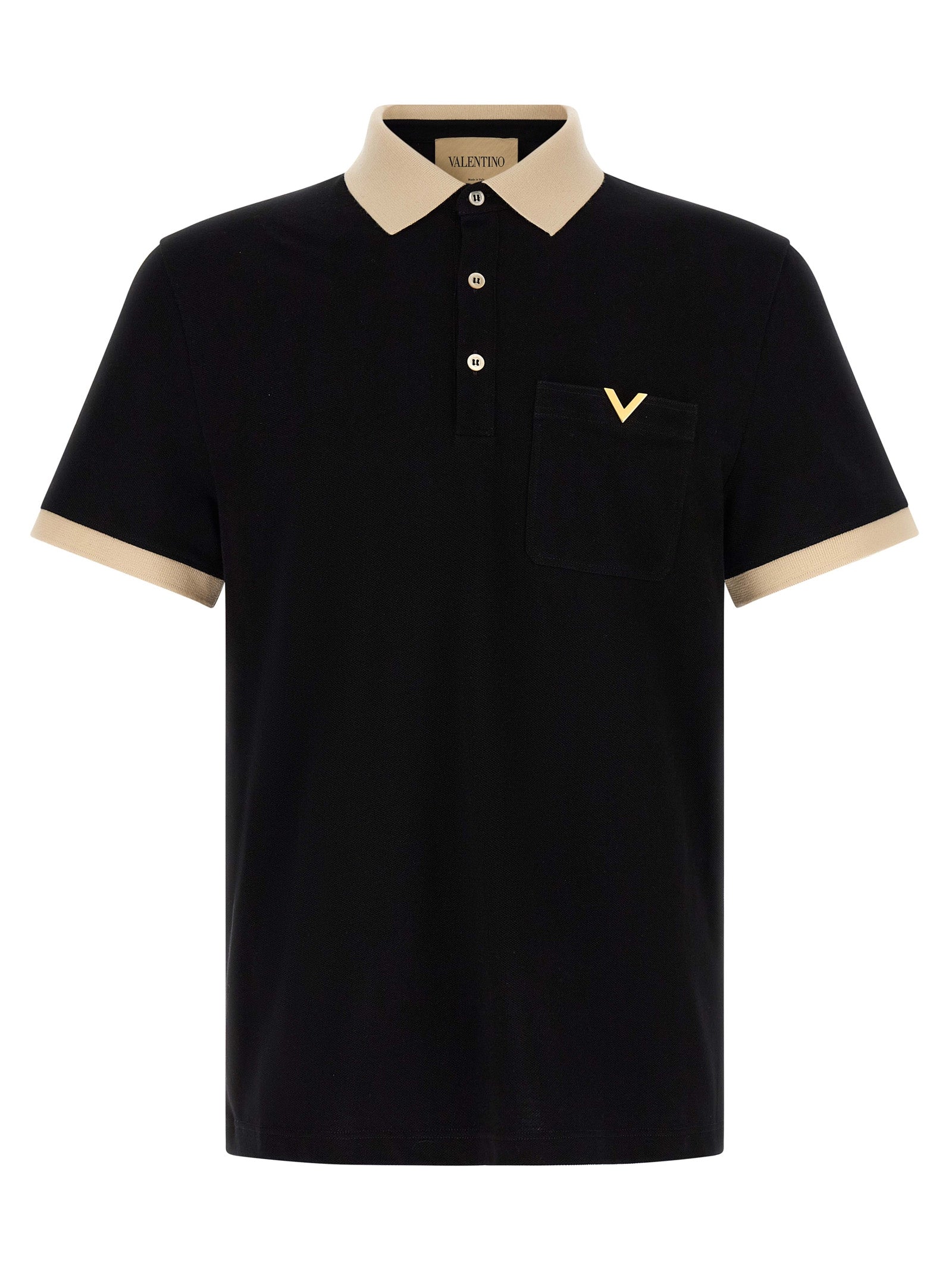Bicolor Cotton Polo Shirt — Black