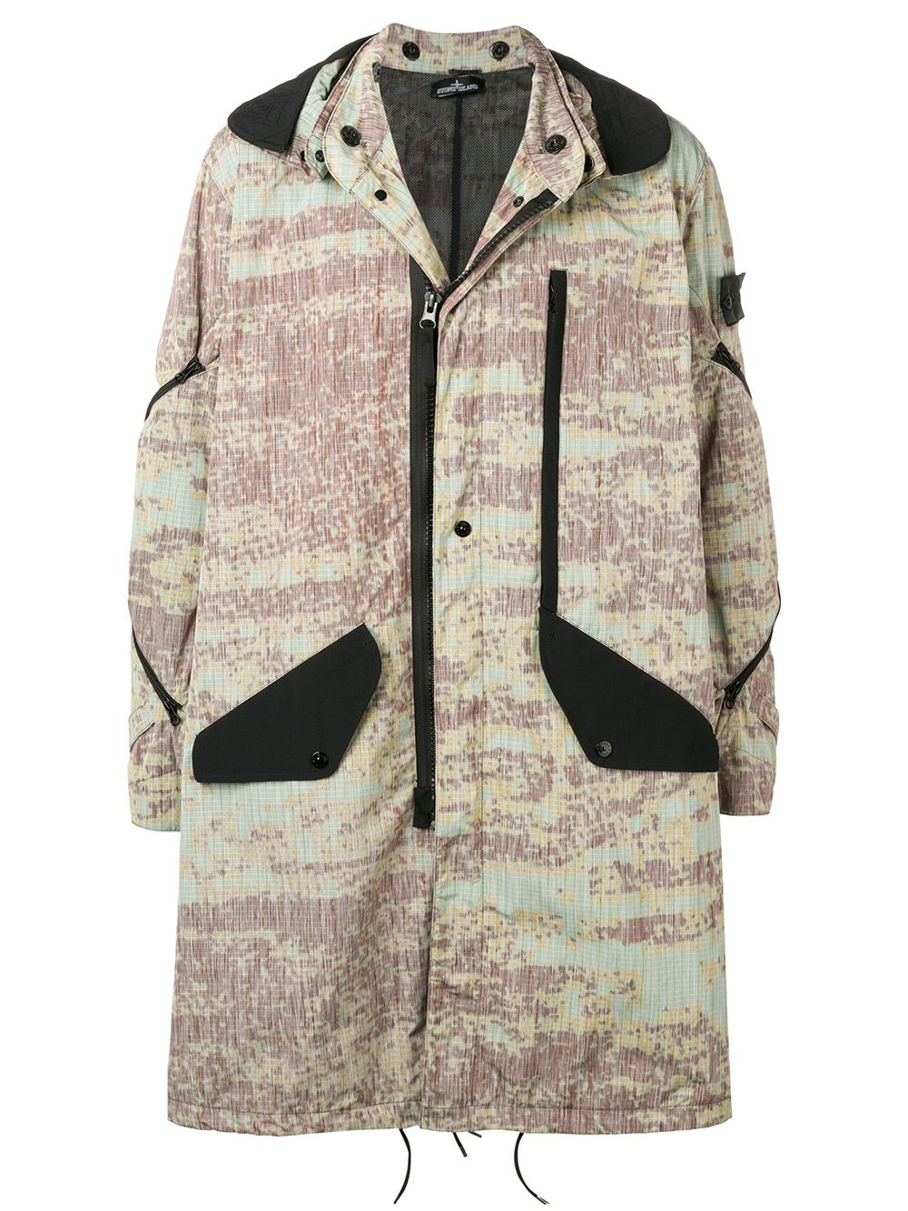 Printed hooded parka coat - Green