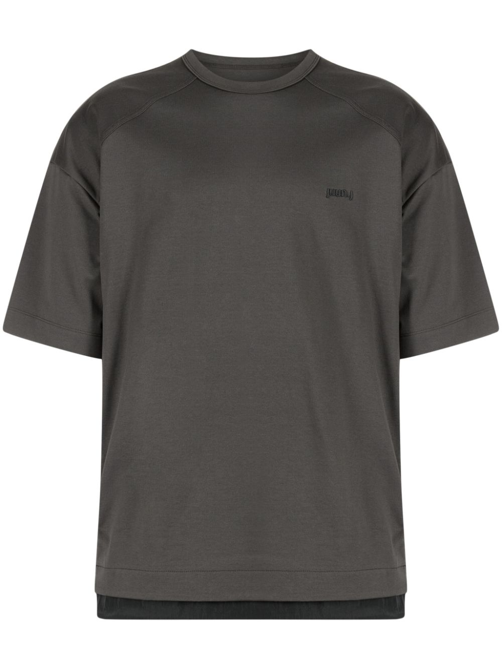 Side-zip layered-hem T-shirt - Grey
